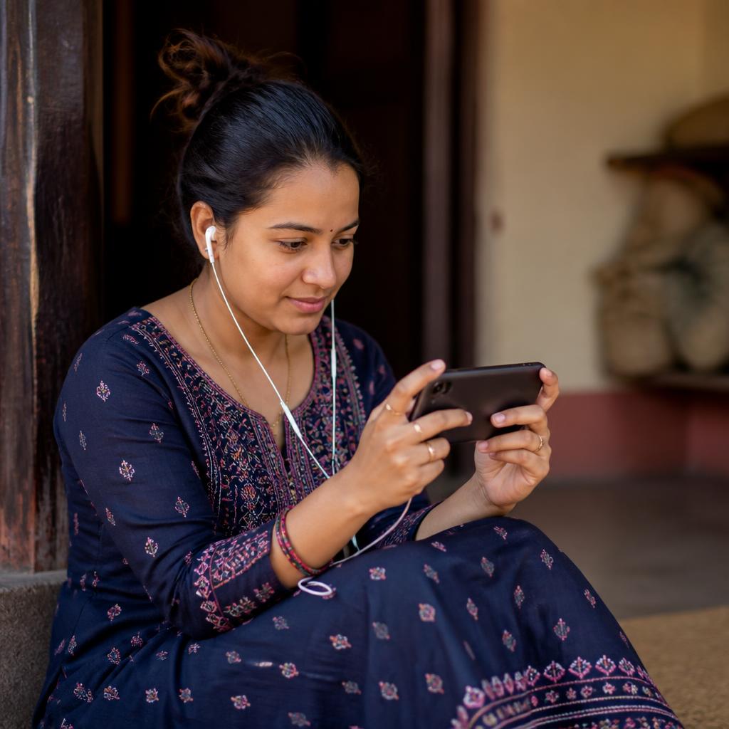 Learner watching a lesson on the Mero School app